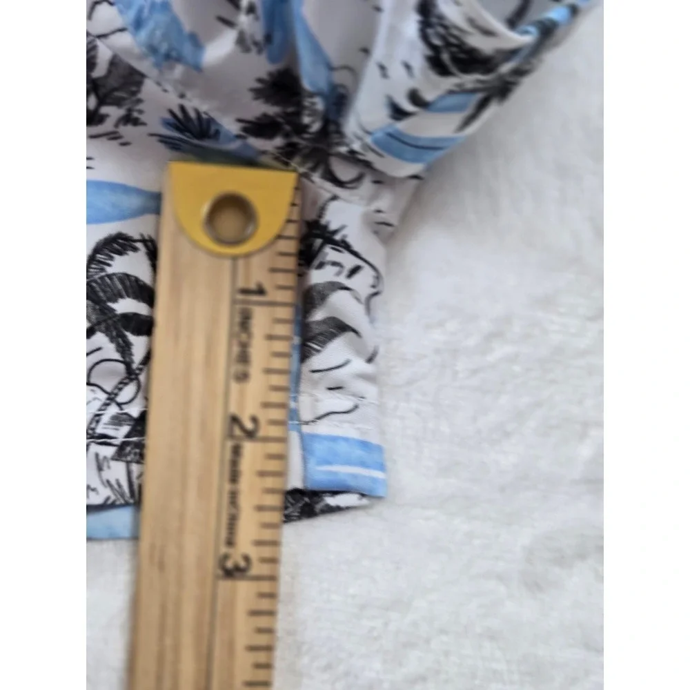 Janie and Jack Boys 3 Tropical Island Palm Tree‎ Print Swim Trunks Blue White